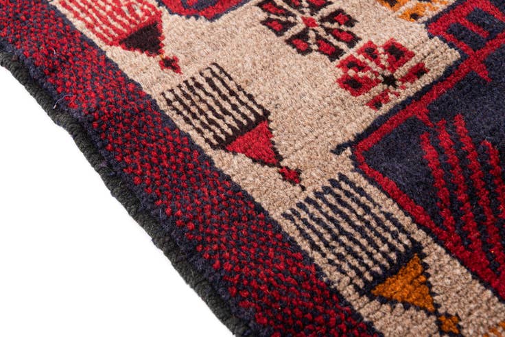 Detail image of 2' 11 x 4' 4 Hand Knotted Balouch Persian Wool Rug