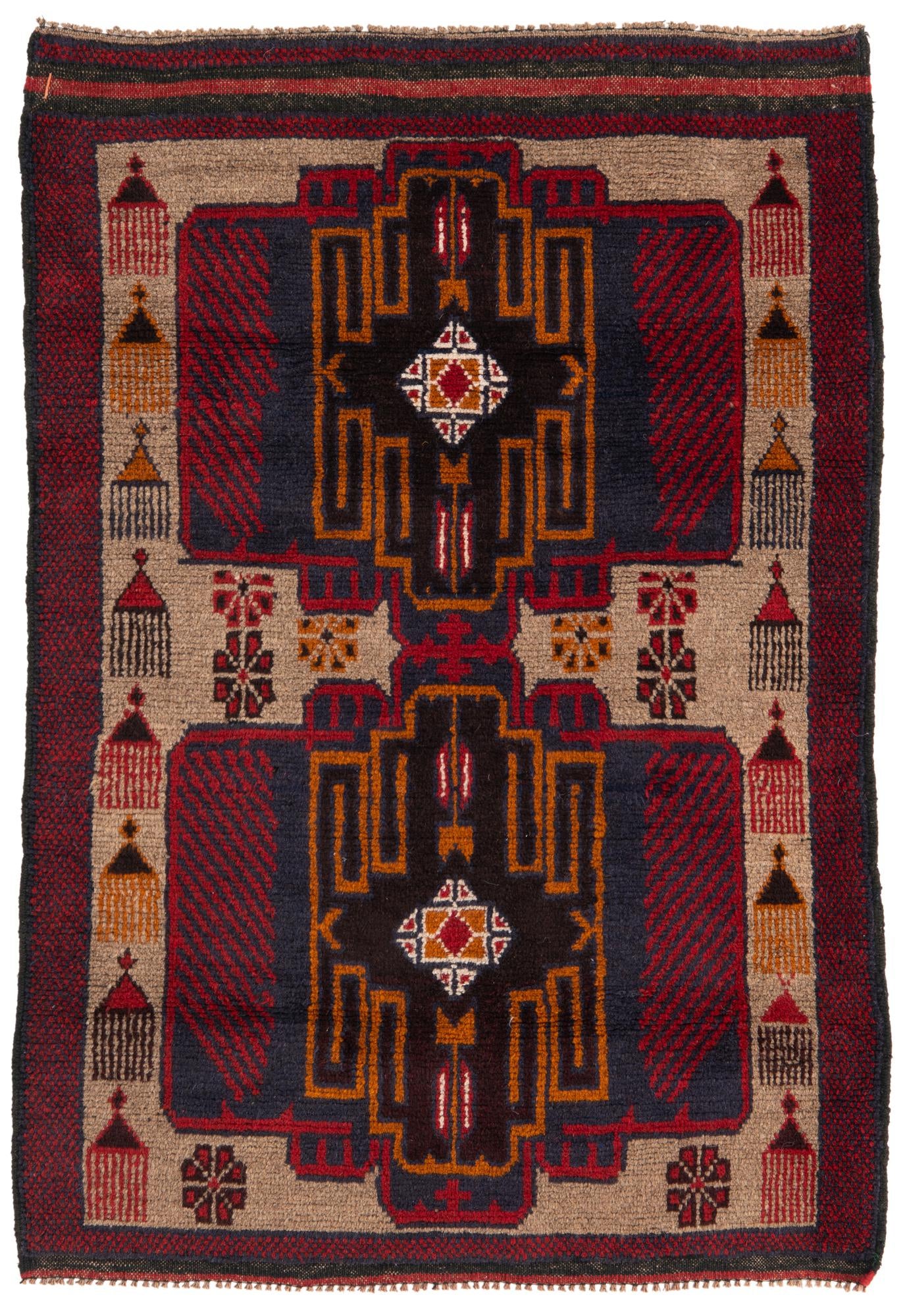 2' 11 x 4' 4 Hand Knotted Balouch Persian Wool Rug