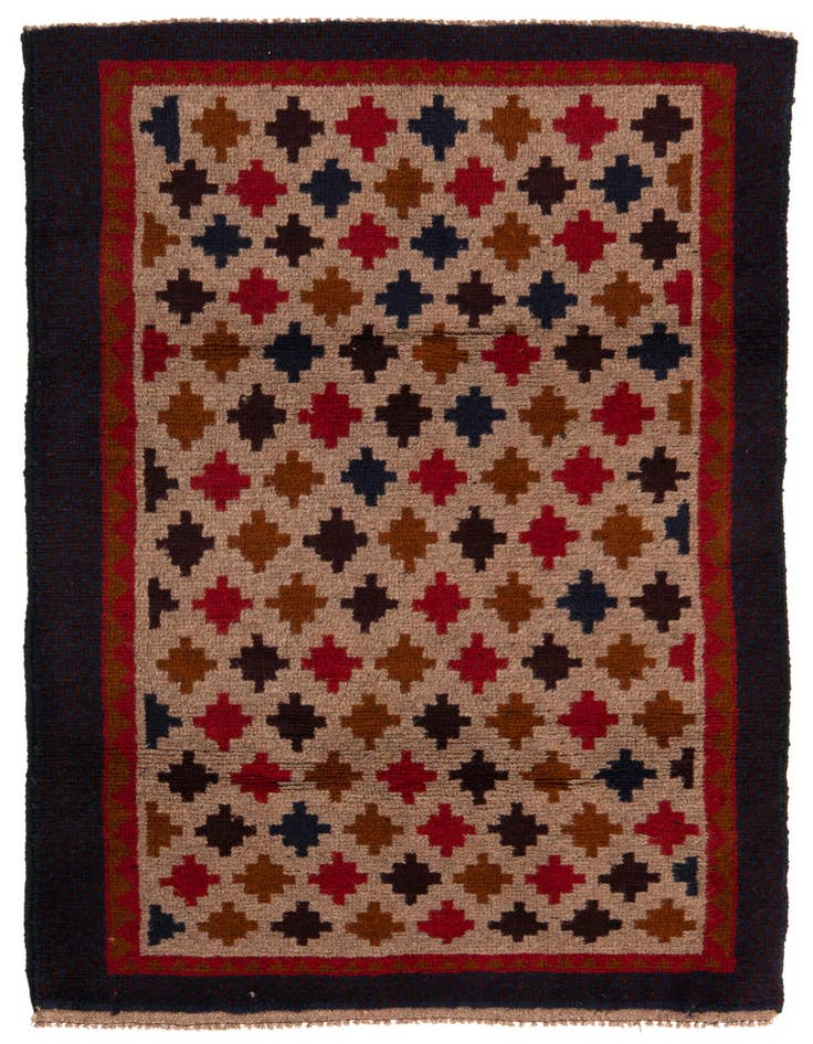 Detail image of 2' 10 x 4' 6 Hand Knotted Balouch Persian Wool Rug