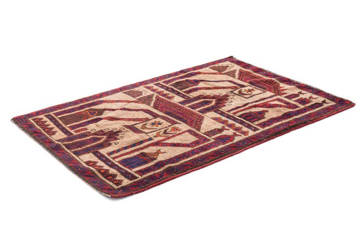 Detail image of 2' 10 x 4' 5 Hand Knotted Balouch Persian Wool Rug