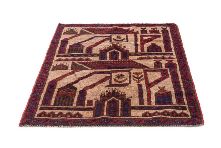 Detail image of 2' 10 x 4' 5 Hand Knotted Balouch Persian Wool Rug