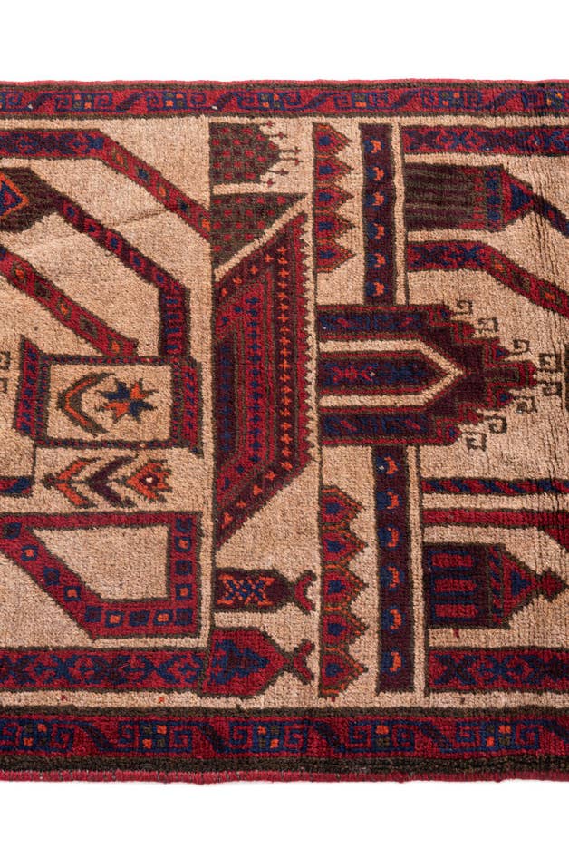 Detail image of 2' 10 x 4' 5 Hand Knotted Balouch Persian Wool Rug