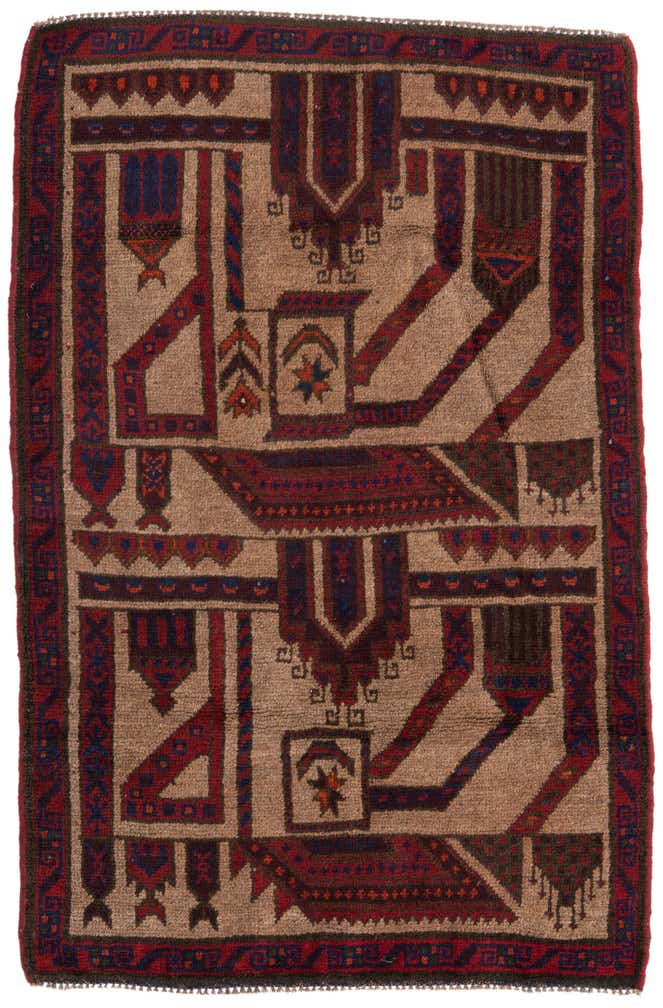 2' 10 x 4' 5 Hand Knotted Balouch Persian Wool Rug
