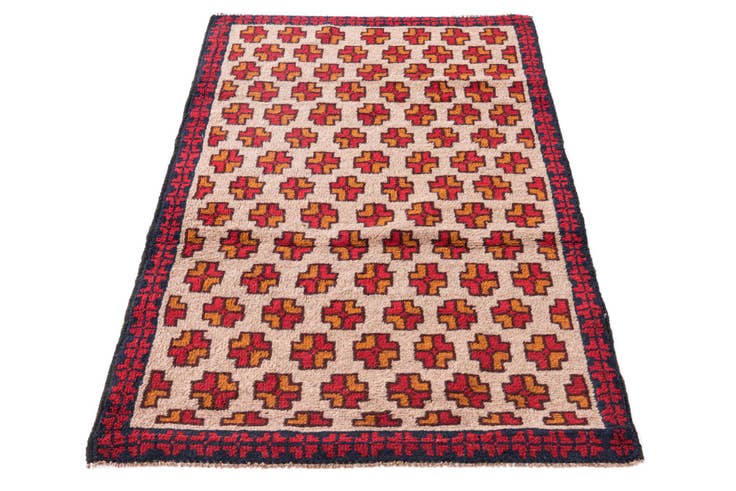 Detail image of 2' 10 x 4' 8 Hand Knotted Balouch Persian Wool Rug