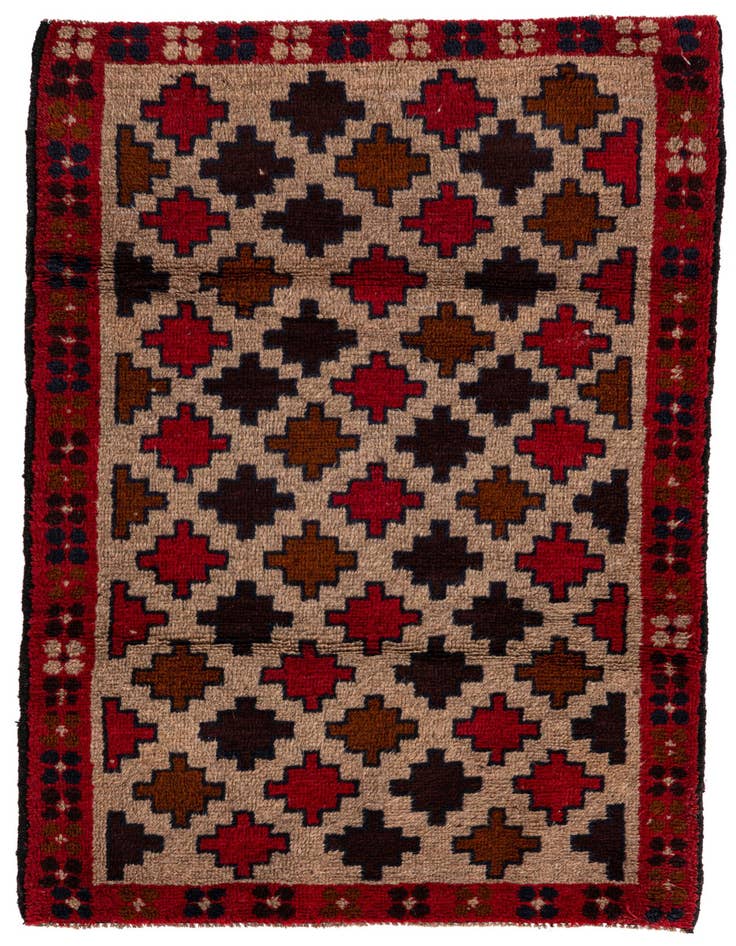 Detail image of 2' 10 x 4' 7 Hand Knotted Balouch Persian Wool Rug