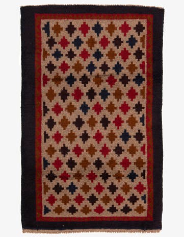 2' 10 x 4' 6 Hand Knotted Balouch Persian Wool Rug