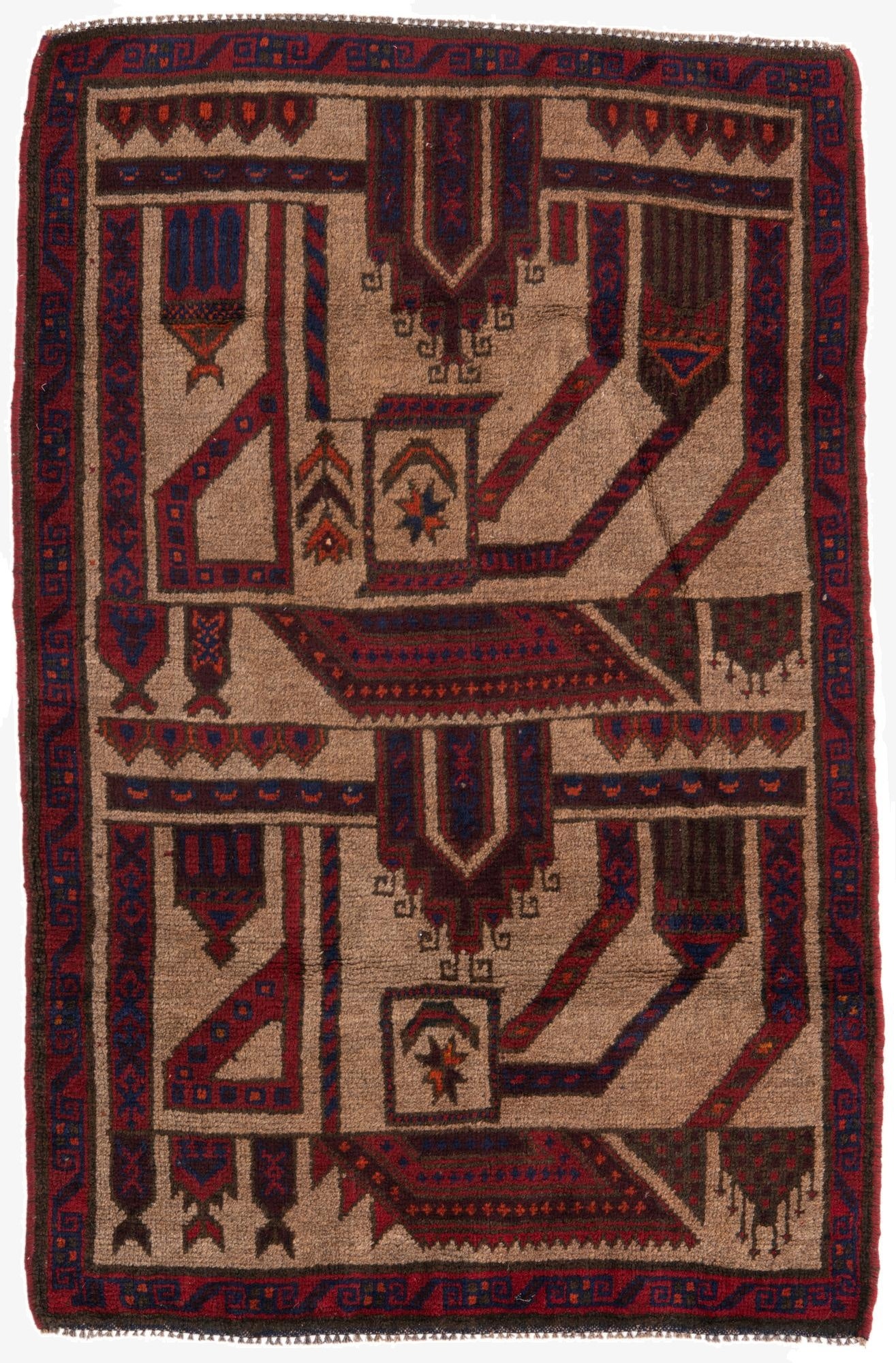 2' 10 x 4' 5  Hand Knotted Balouch Persian Wool Rug