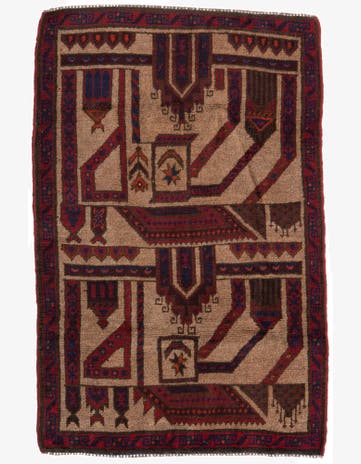 2' 10 x 4' 5 Hand Knotted Balouch Persian Wool Rug