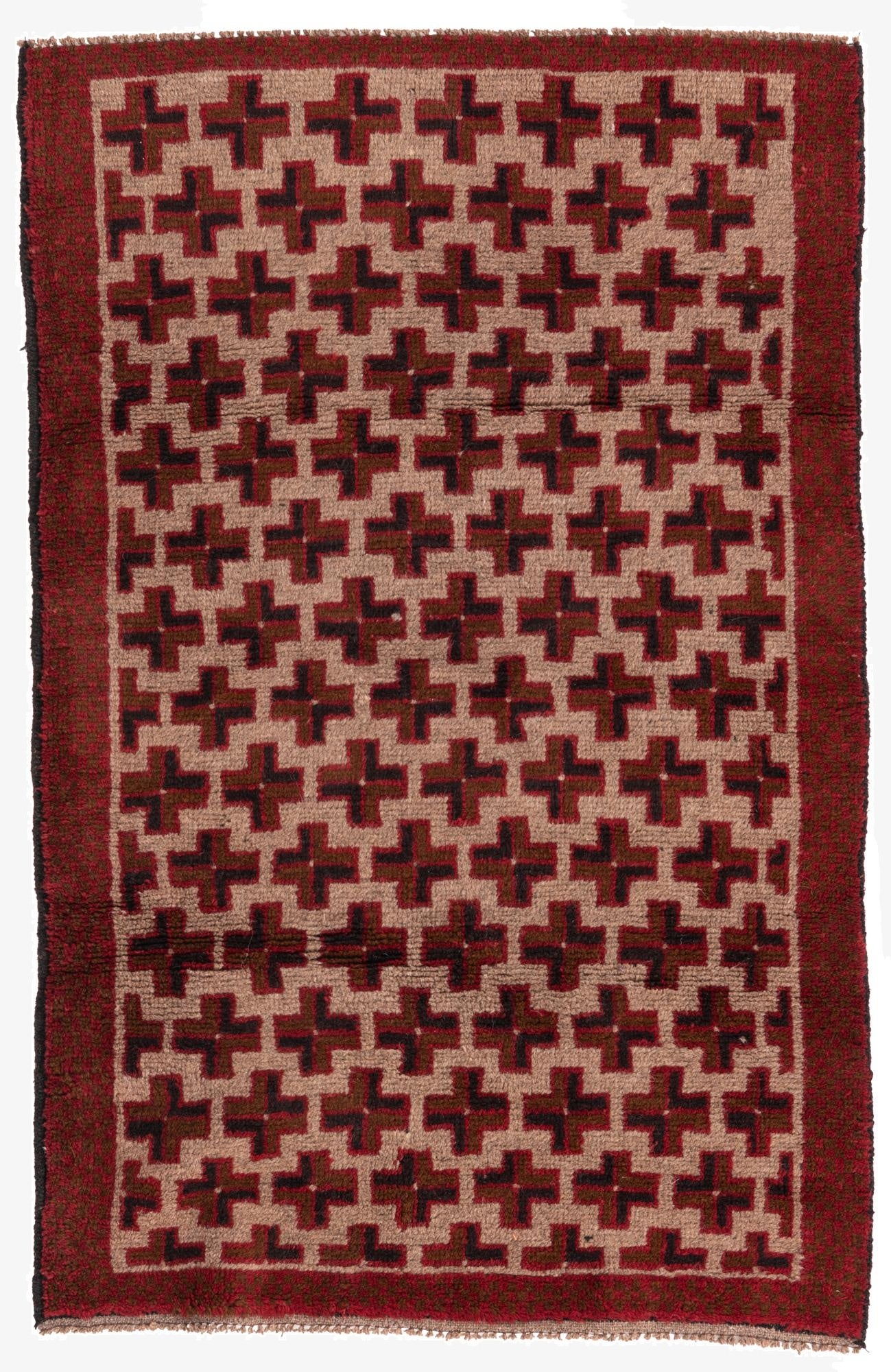 3' x 4' 6  Hand Knotted Balouch Persian Wool Rug