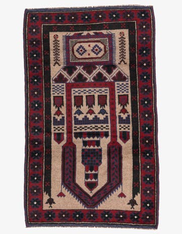 3' x 4' 9 Hand Knotted Balouch Persian Wool Rug