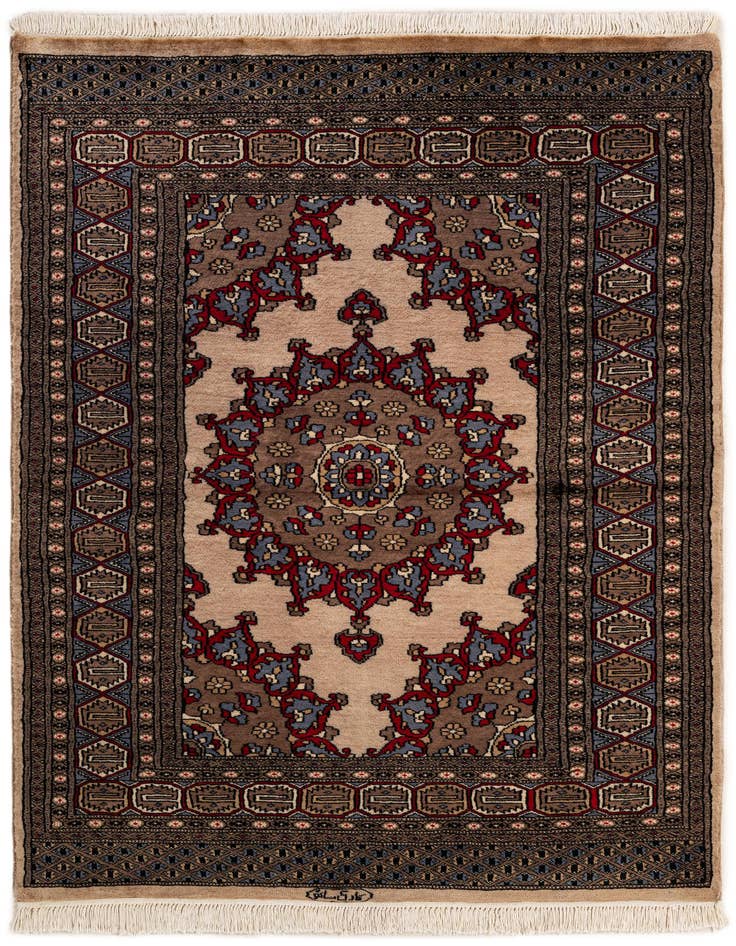 Detail image of 4' 2 x 6' 5 Hand Knotted Bokhara Oriental Wool Rug