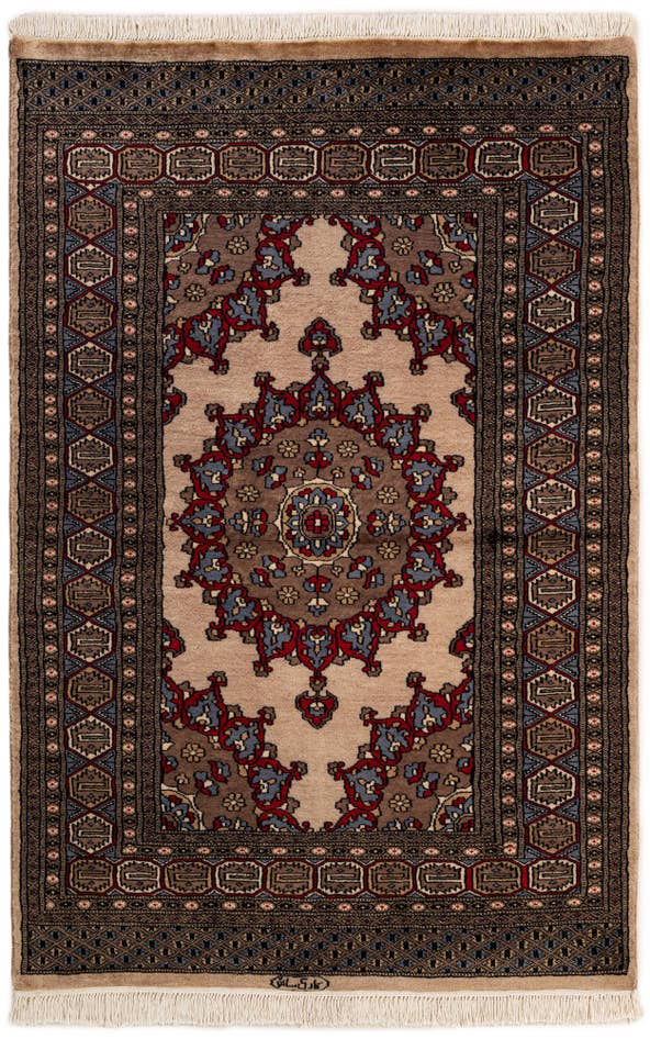 Detail image of 4' 2 x 6' 5 Hand Knotted Bokhara Oriental Wool Rug