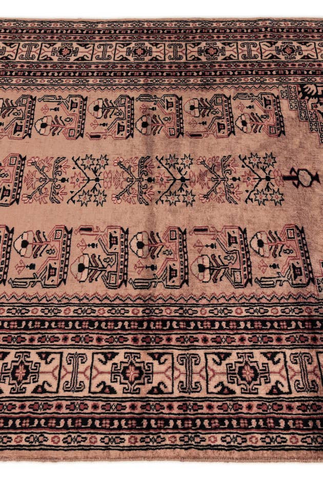 Detail image of 4' 1 x 6' Hand Knotted Bokhara Oriental Wool Rug