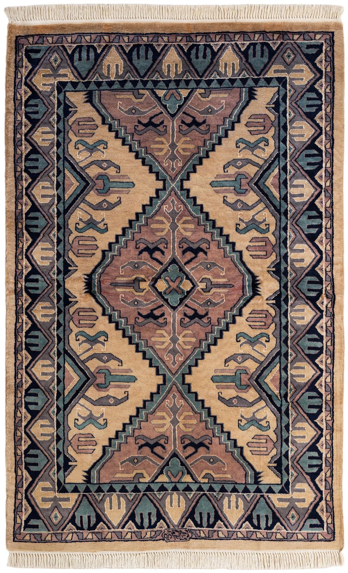 4' 4 x 6' 10  Hand Knotted Bokhara Oriental Rug