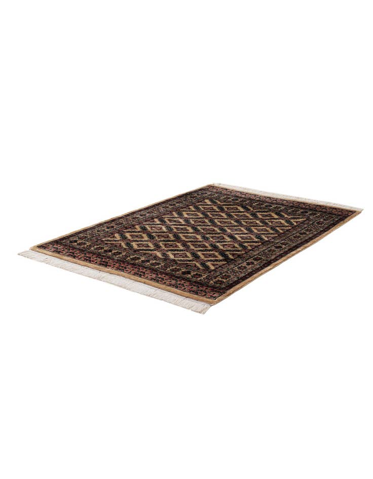 Detail image of 4' 2 x 5' 11 Hand Knotted Bokhara Oriental Wool Rug