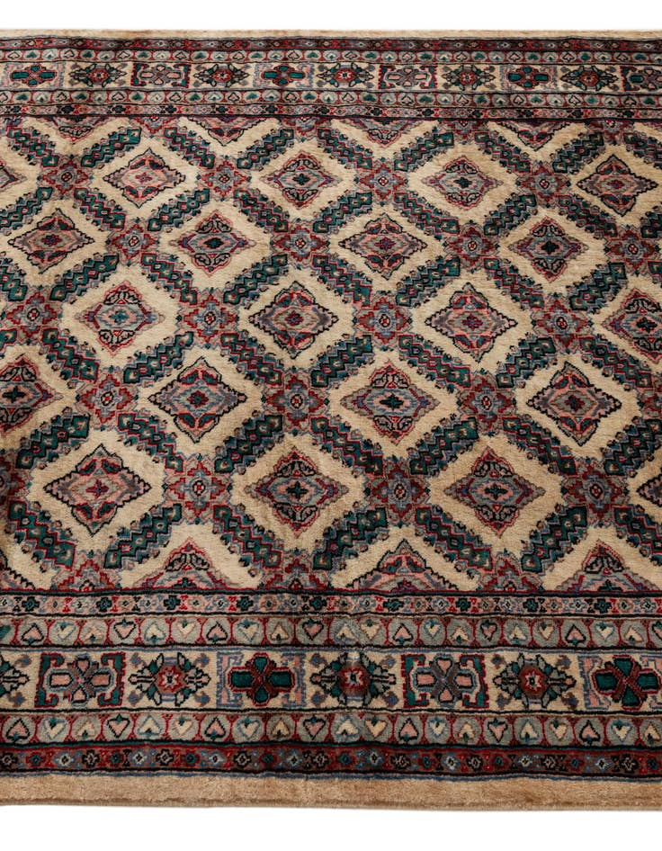 Detail image of 4' 2 x 5' 11  Hand Knotted Bokhara Oriental Wool Rug