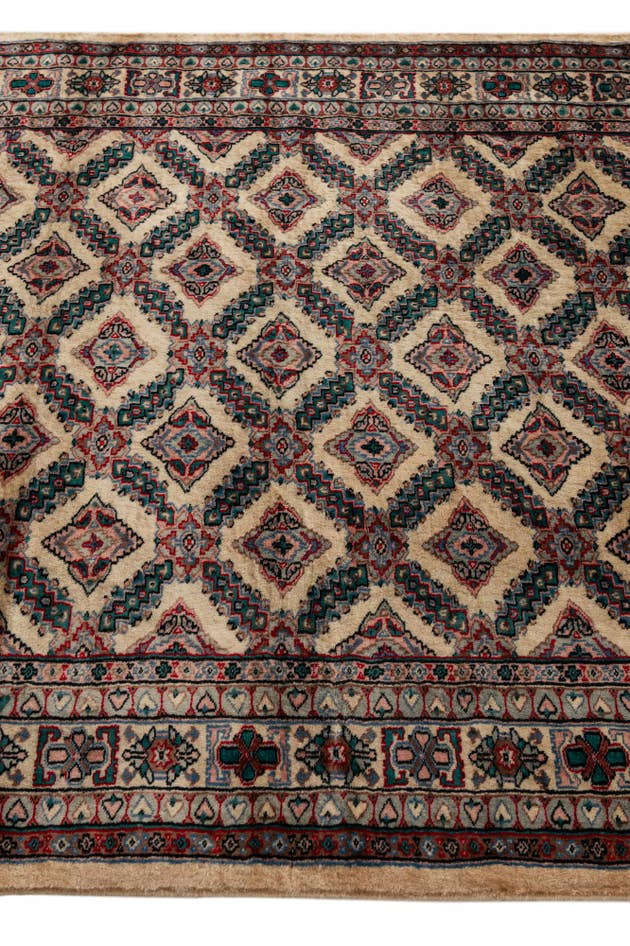 Detail image of 4' 2 x 5' 11 Hand Knotted Bokhara Oriental Wool Rug