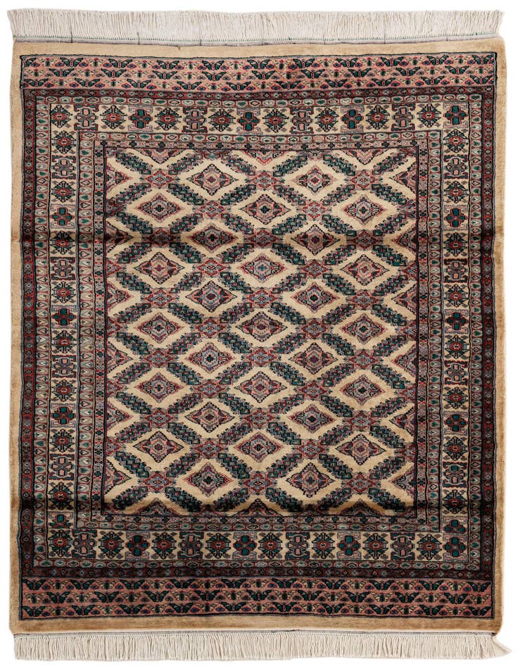 Detail image of 4' 2 x 5' 11 Hand Knotted Bokhara Oriental Wool Rug