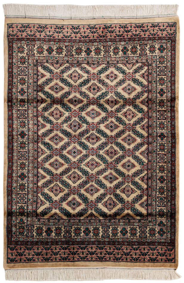 Detail image of 4' 2 x 5' 11 Hand Knotted Bokhara Oriental Wool Rug