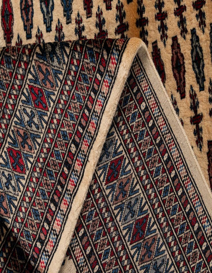 Detail image of 4' 1 x 6' Hand Knotted Bokhara Oriental Wool Rug