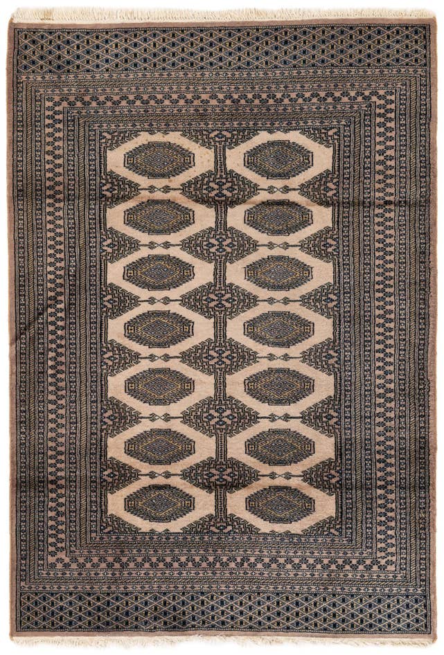Detail image of 4' 3 x 6' 2 Hand Knotted Bokhara Oriental Wool Rug
