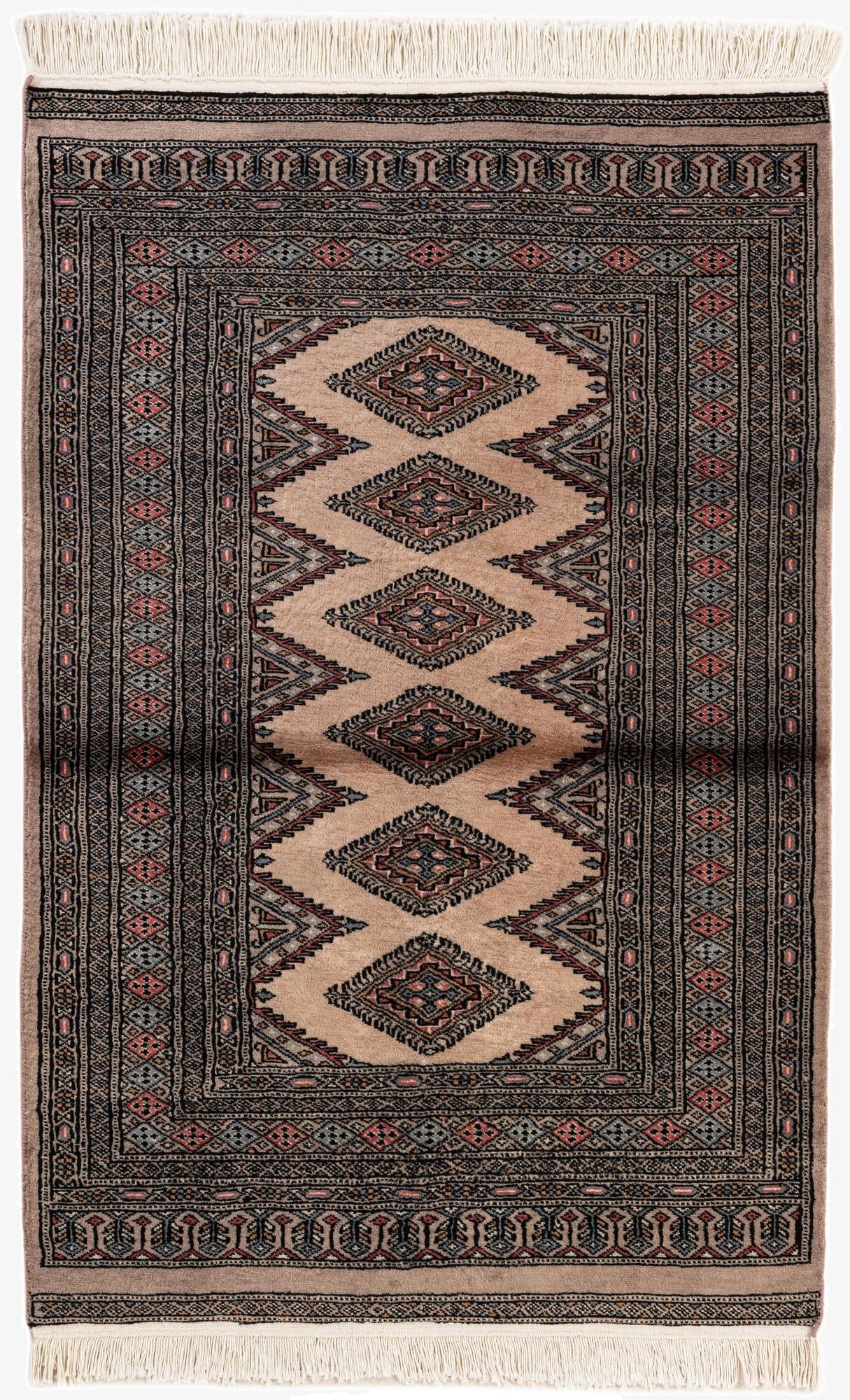 3' 3 x 4' 11  Hand Knotted Bokhara Oriental Wool Rug