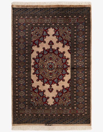 4' 2 x 6' 5 Hand Knotted Bokhara Oriental Wool Rug