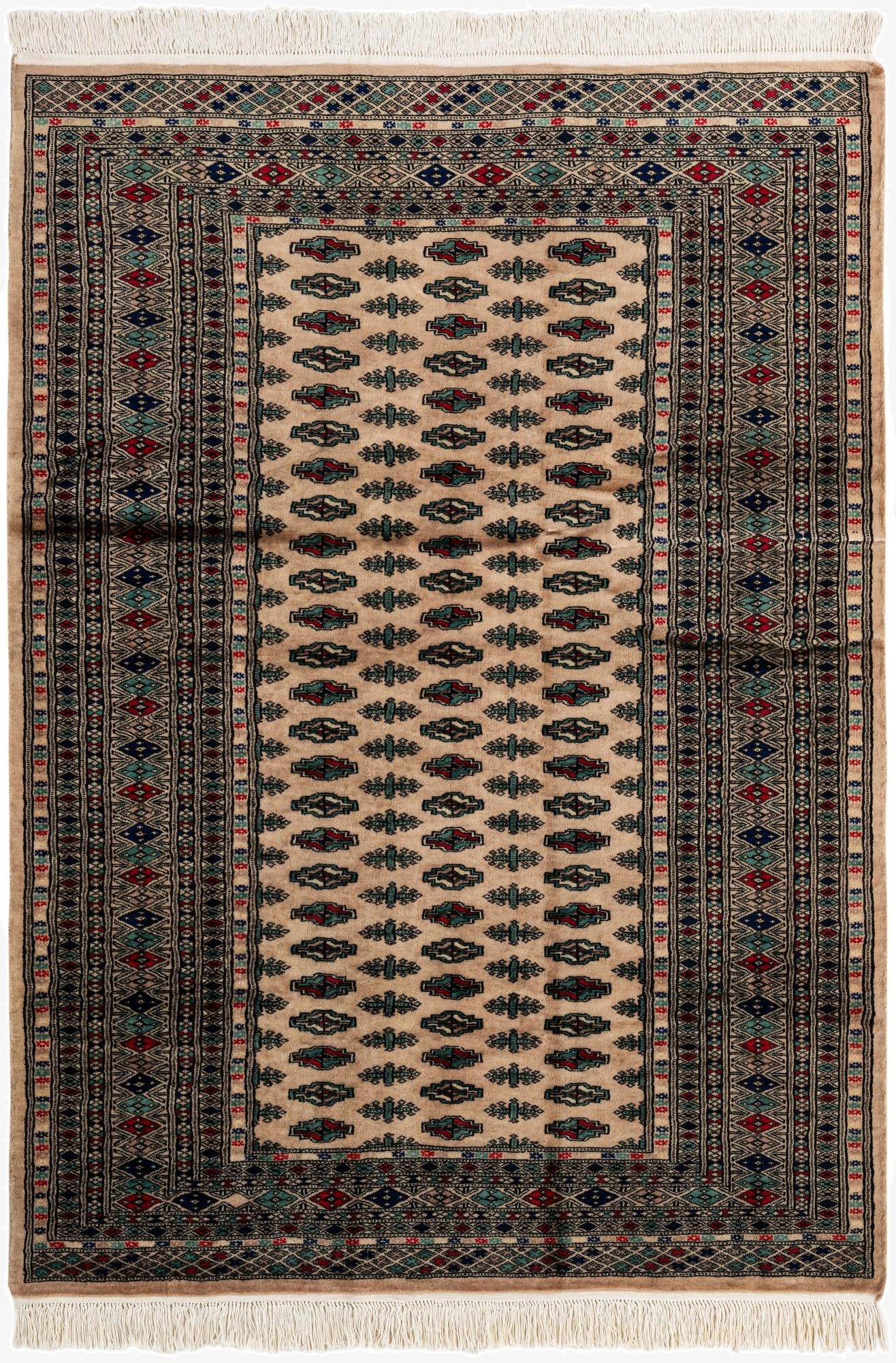 4' 4 x 6'  Hand Knotted Bokhara Oriental Wool Rug