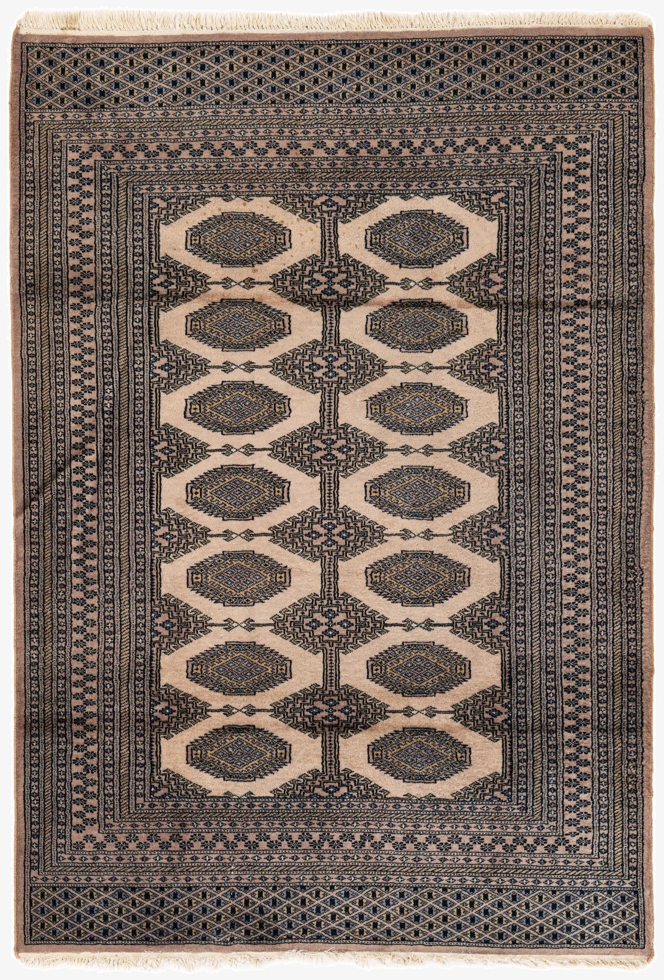 4' 3 x 6' 2  Hand Knotted Bokhara Oriental Wool Rug
