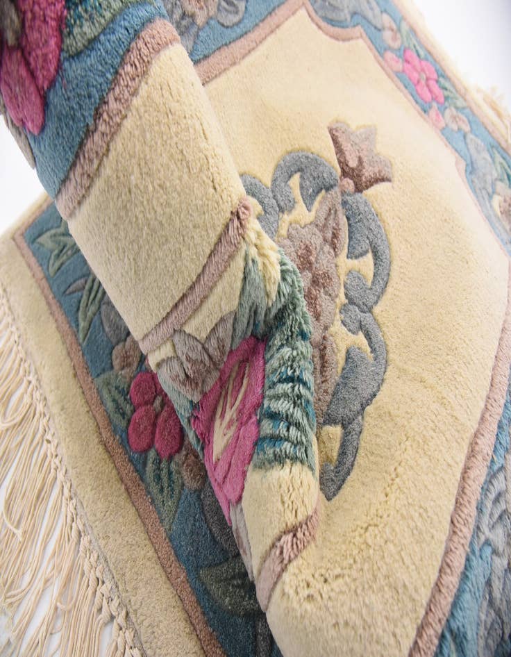 Detail image of 2' 4 x 4' 7 Carved Pekin Wool Rug