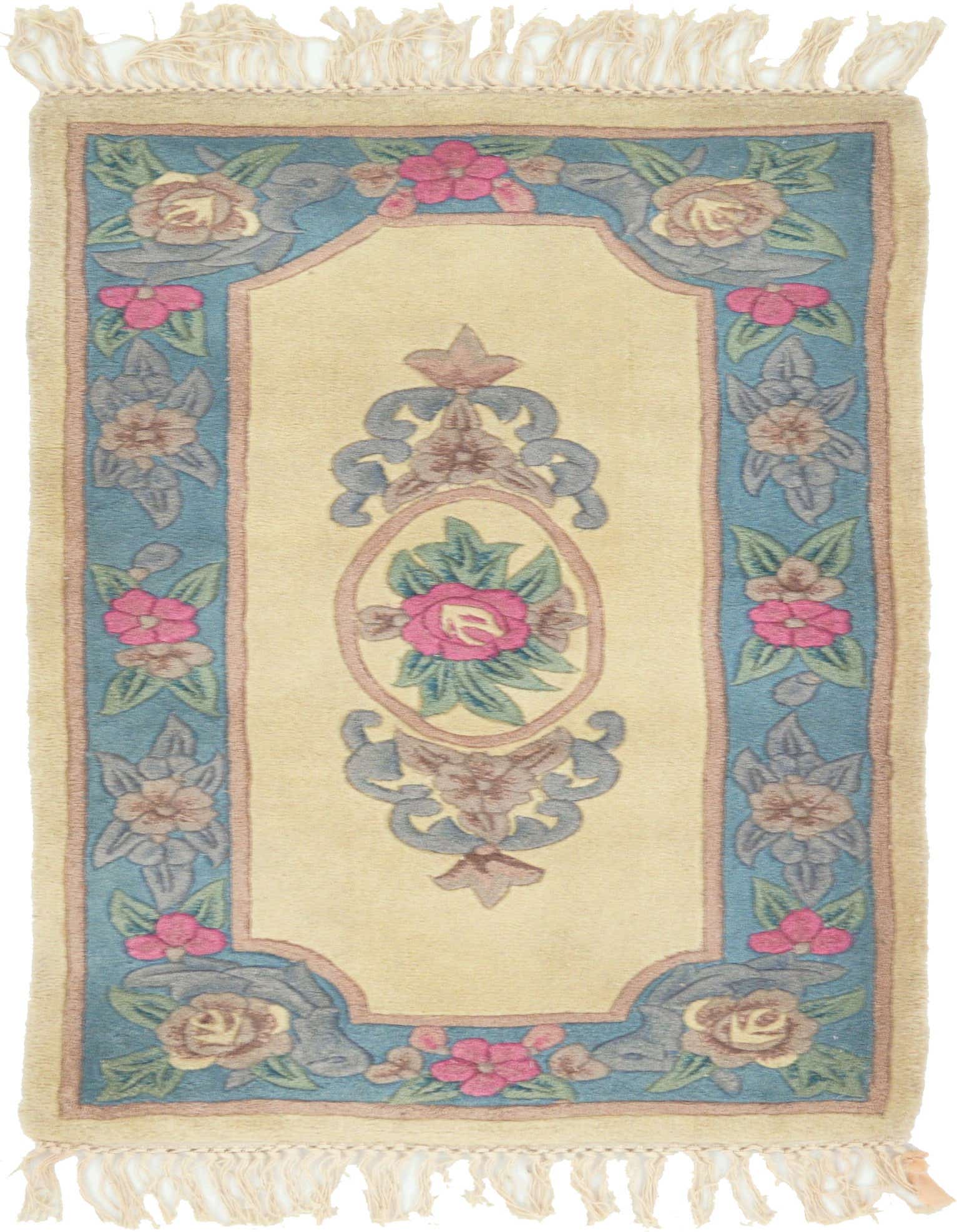 2' 4 x 4' 7 Carved Pekin Wool Rug