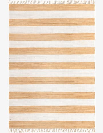 Beige Hand Woven Chindi Rag Rug