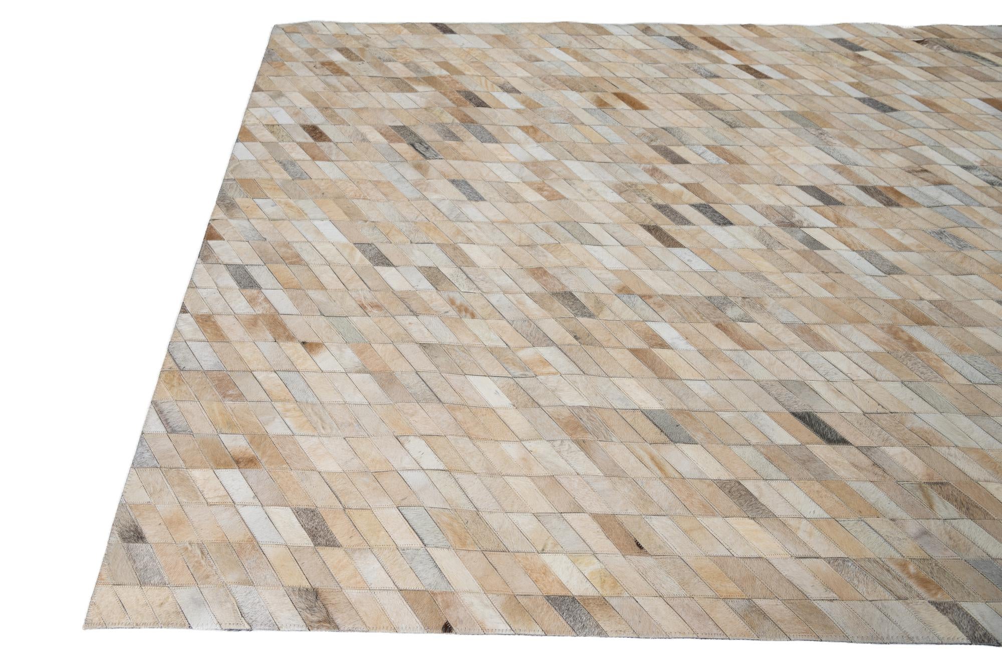 5' 2 x 8' Cowhide Leather Rug
