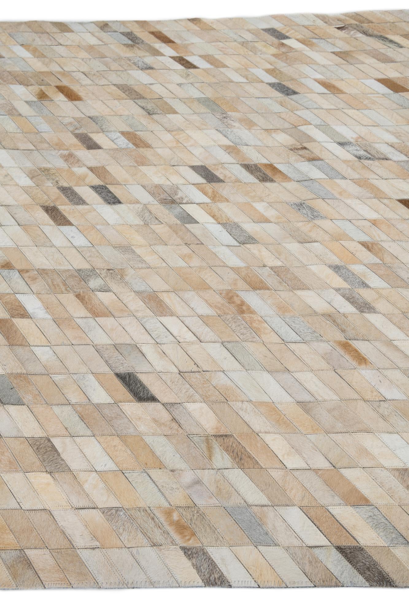 5' 2 x 8' Cowhide Leather Rug