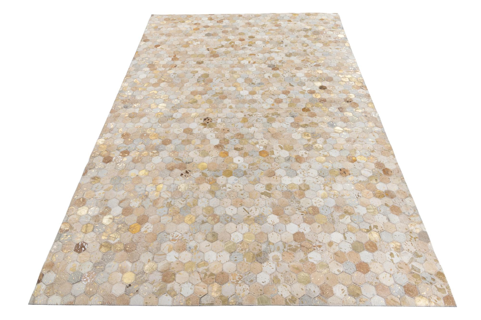 5' 2 x 8' Cowhide Leather Rug