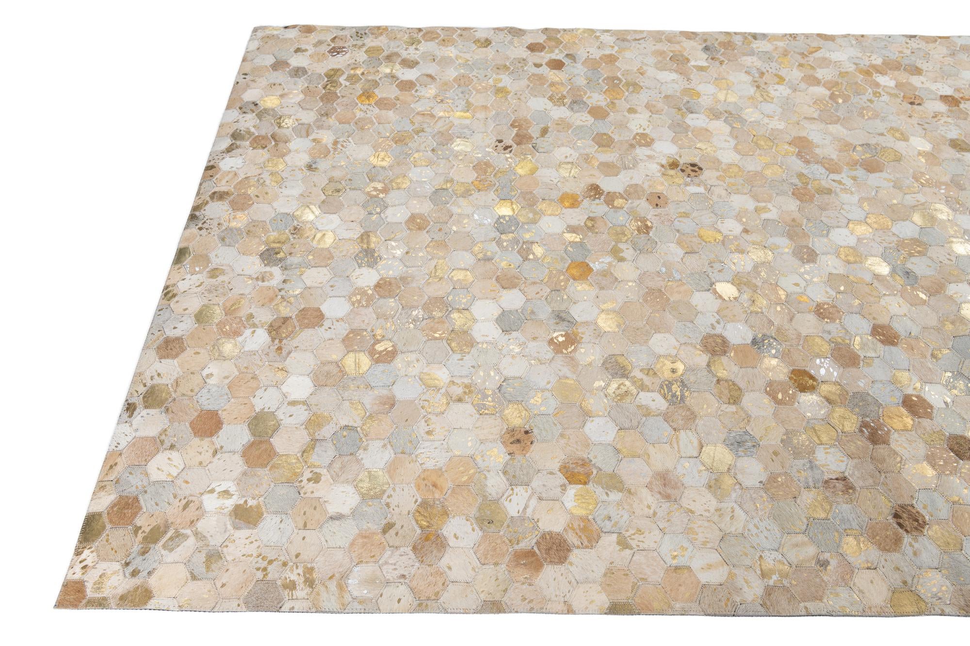 5' 2 x 8' Cowhide Leather Rug