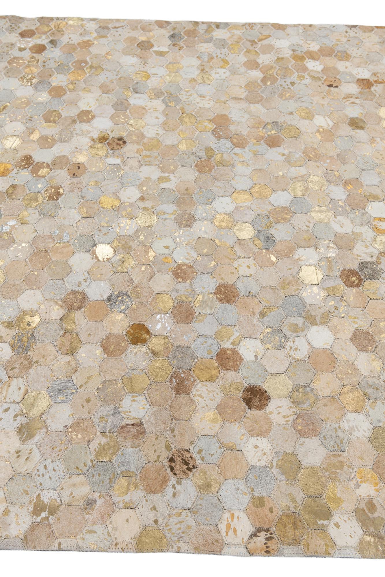5' 2 x 8' Cowhide Leather Rug