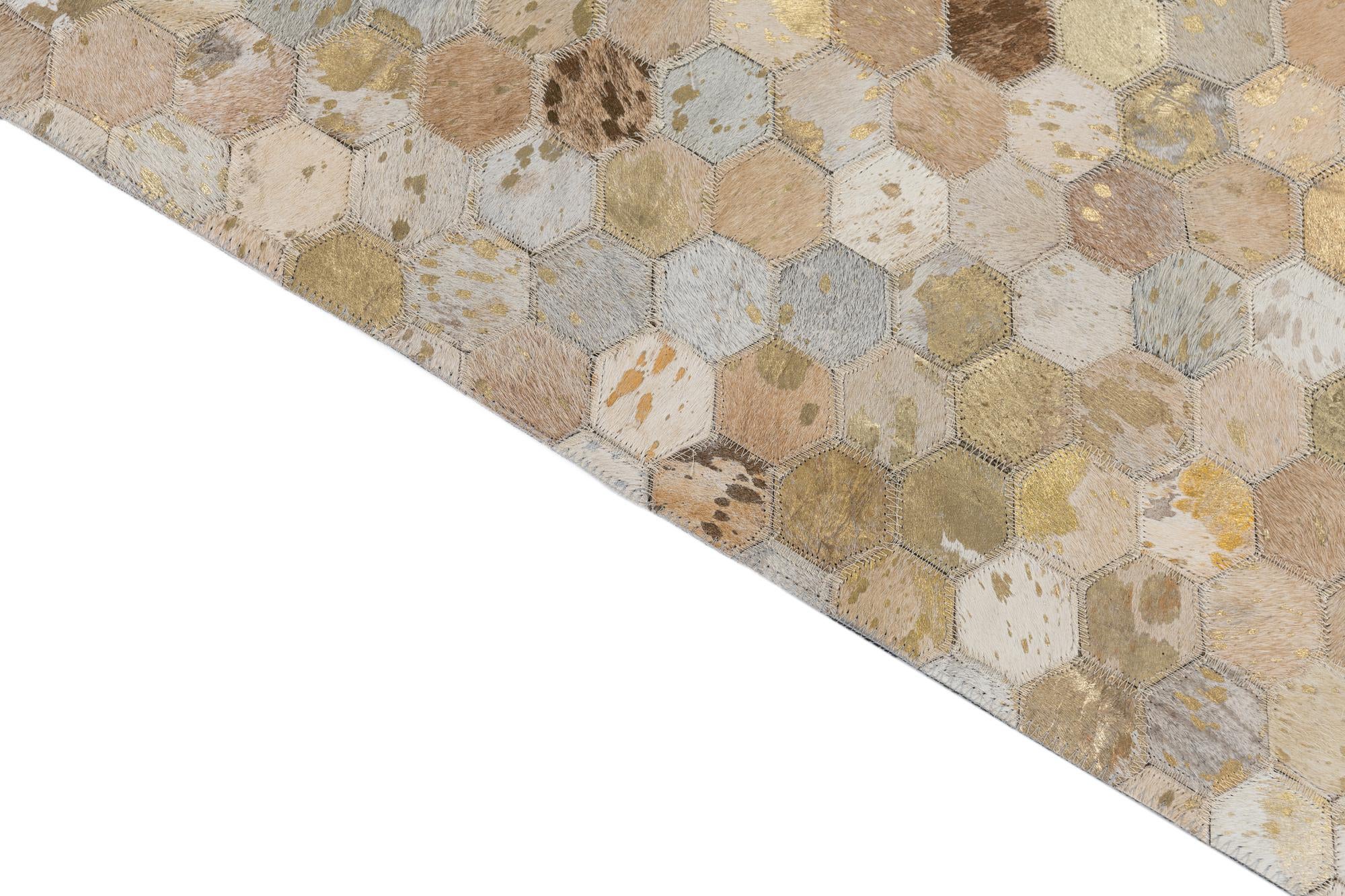 5' 2 x 8' Cowhide Leather Rug