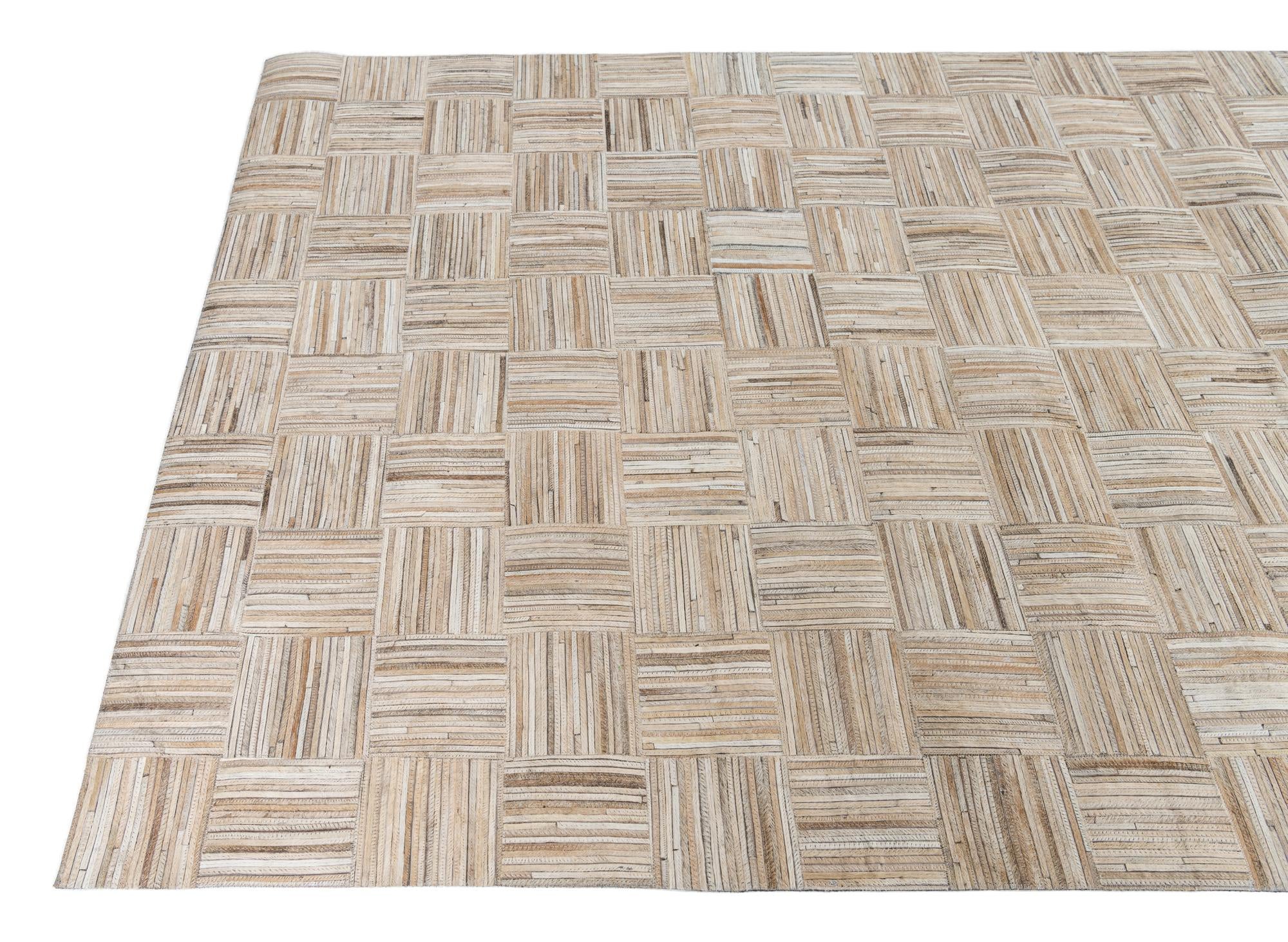 5' x 7' 10 Cowhide Leather Rug