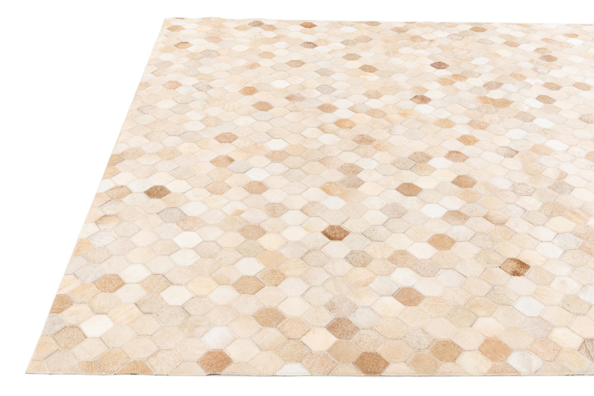 4' 6 x 6' 7 Cowhide Stocks Rug