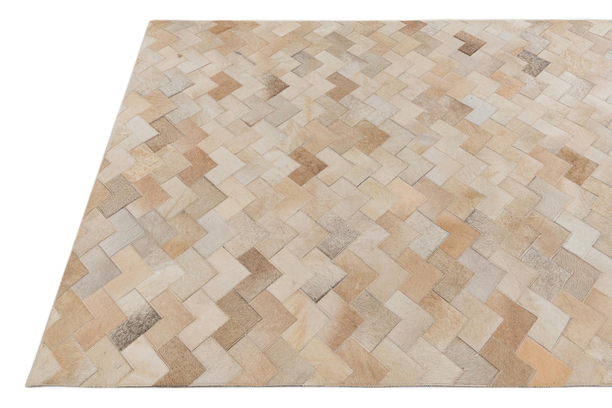 4' 1 x 5' 10 Cowhide Stocks Rug