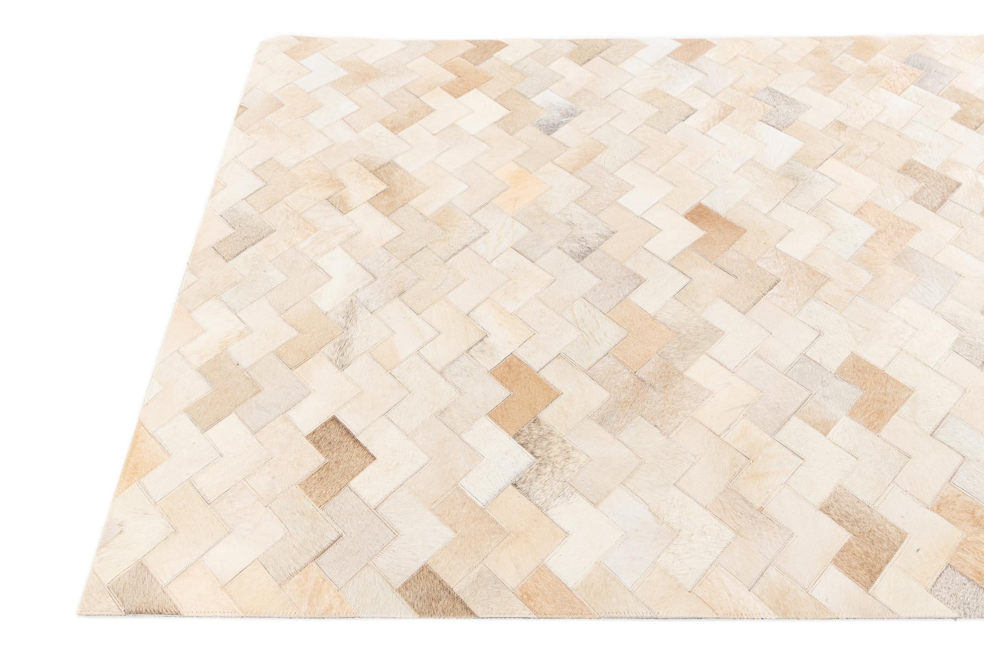 3' 11 x 5' 10 Cowhide Stocks Rug