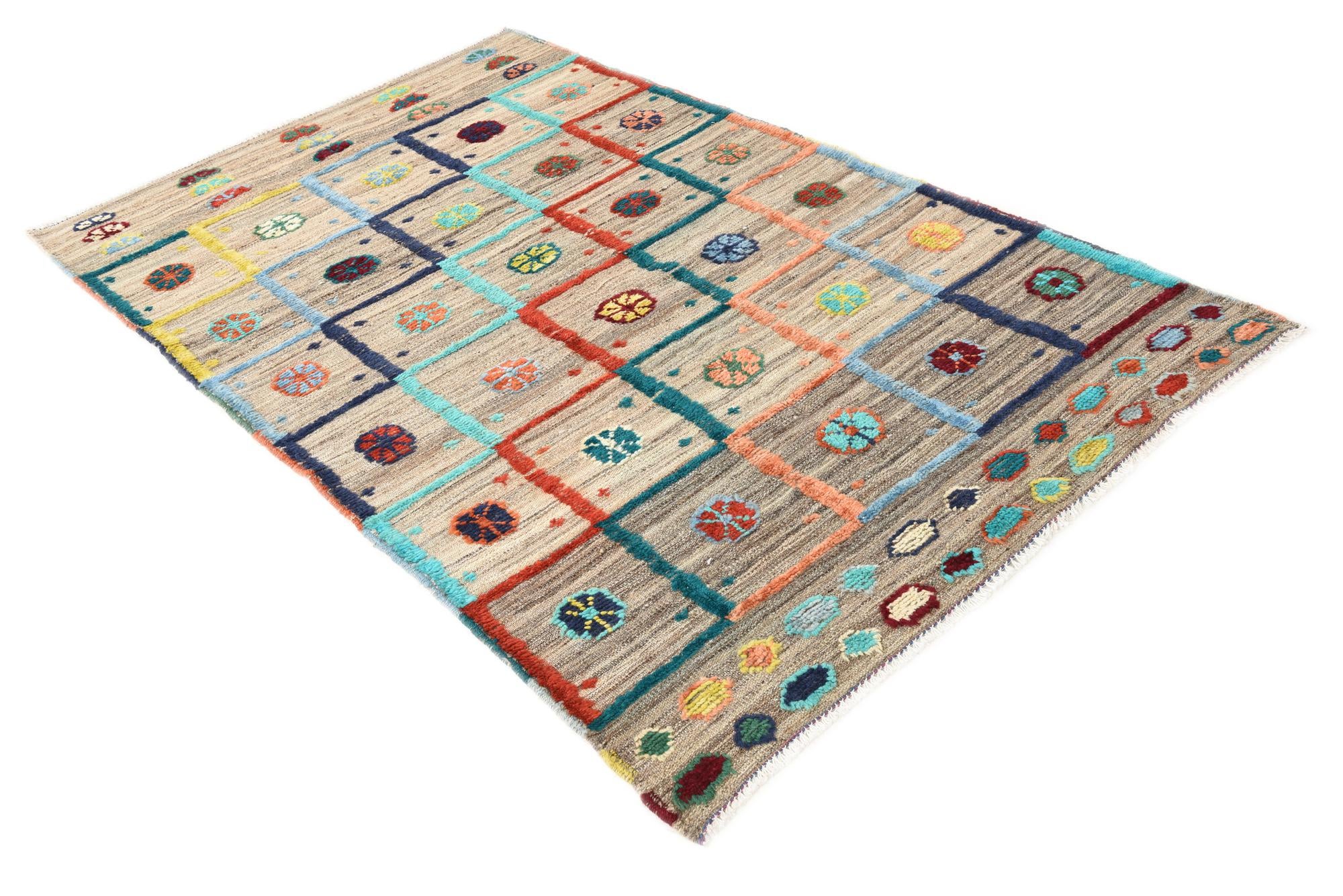 4' 2 x 6' 10 Hand Knotted Darya Wool Rug