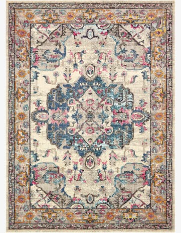 Beige Washable Fleur Rug