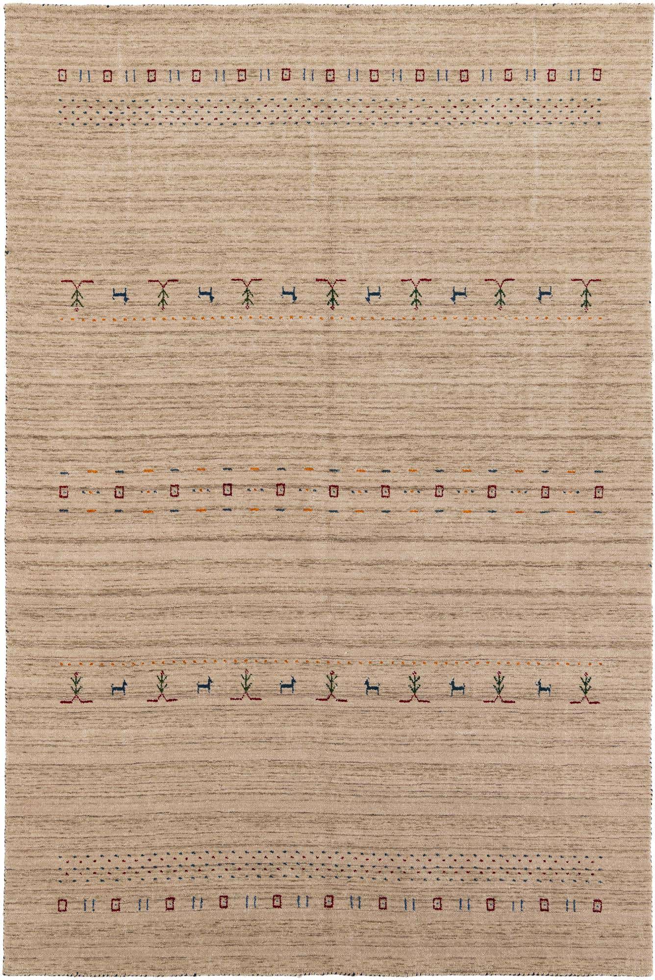 6' 6 x 9' 10 Hand Knotted Gabbeh Wool Rug