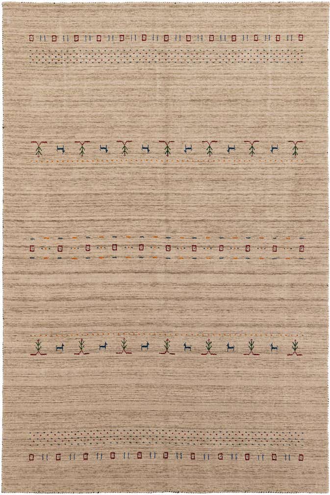 6' 6 x 9' 10 Hand Knotted Gabbeh Wool Rug
