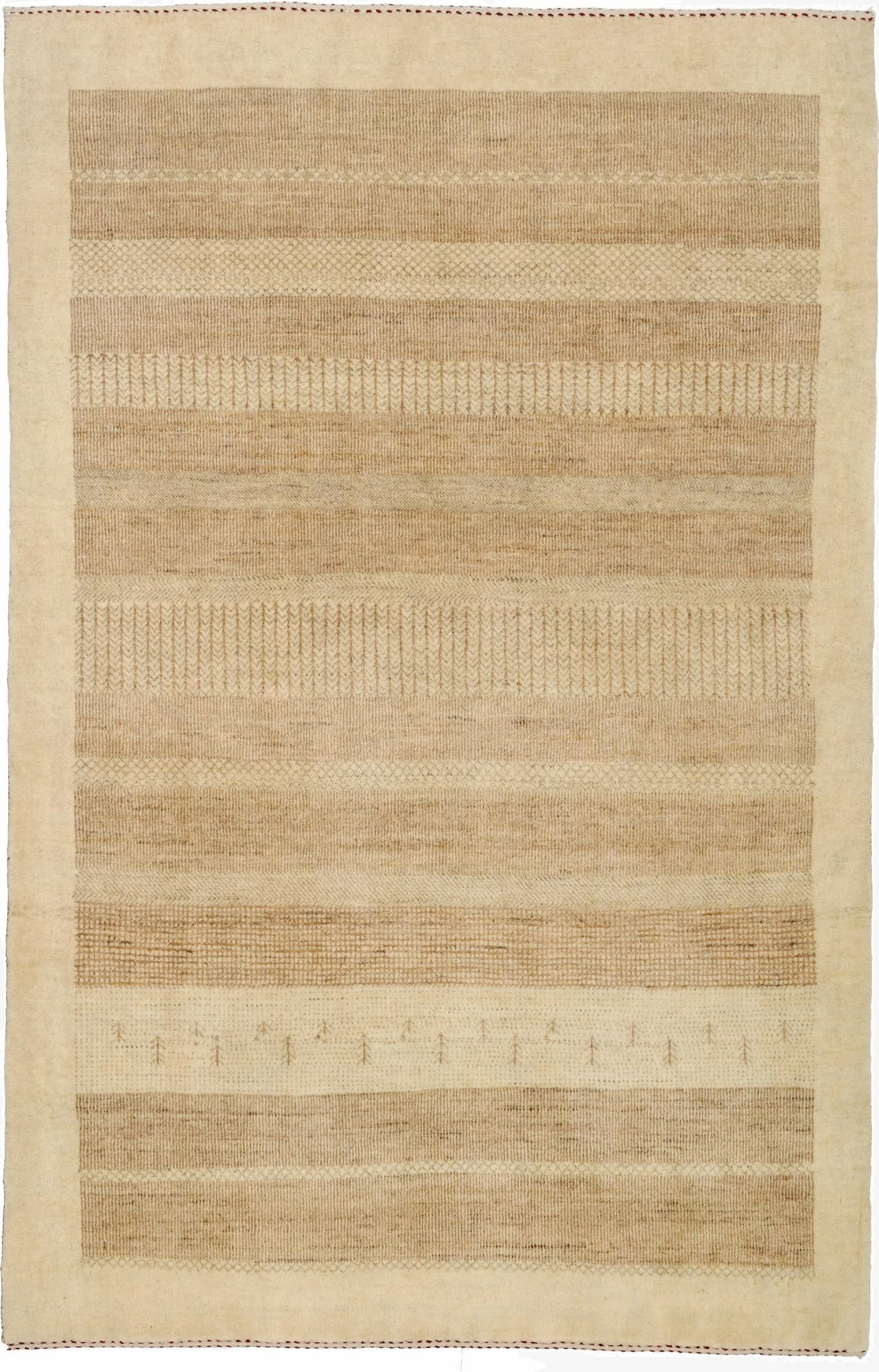 4' 1 x 6'  Hand Knotted Gabbeh Wool Rug