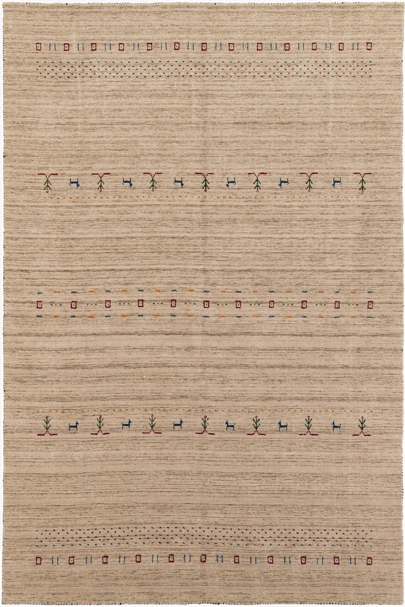 6' 6 x 9' 10  Hand Knotted Gabbeh Wool Rug