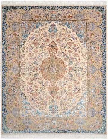 6' 7 x 9' 10 Ghom Design Rug