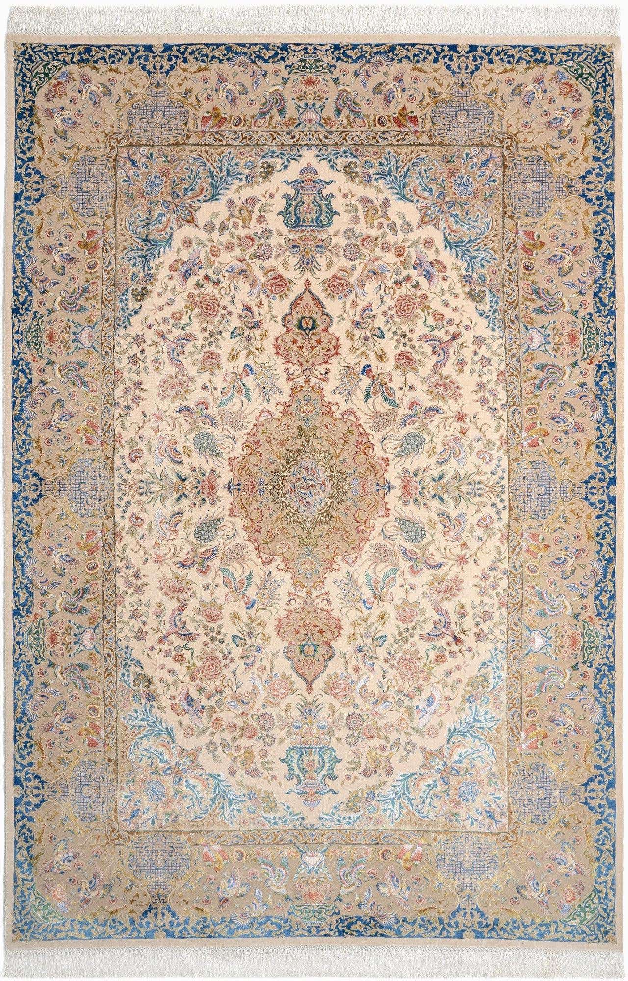 6' 7 x 9' 10 Ghom Design Rug